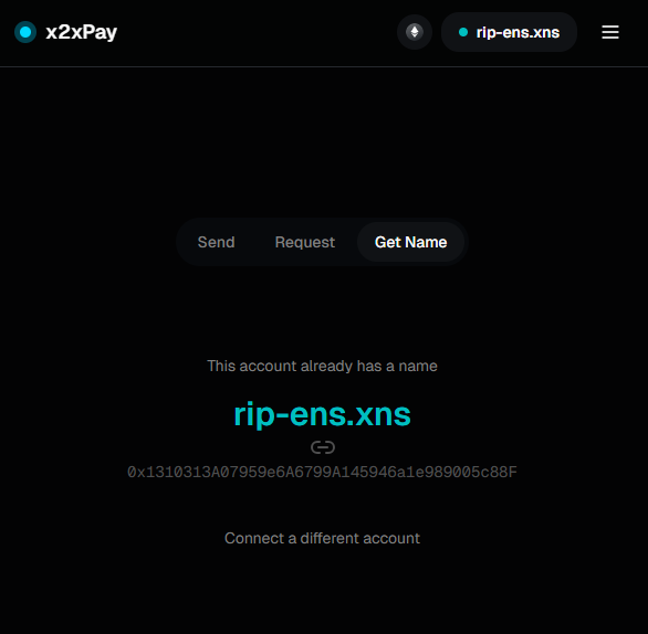 Linking rip-ens.xns to a wallet address on x2xPay